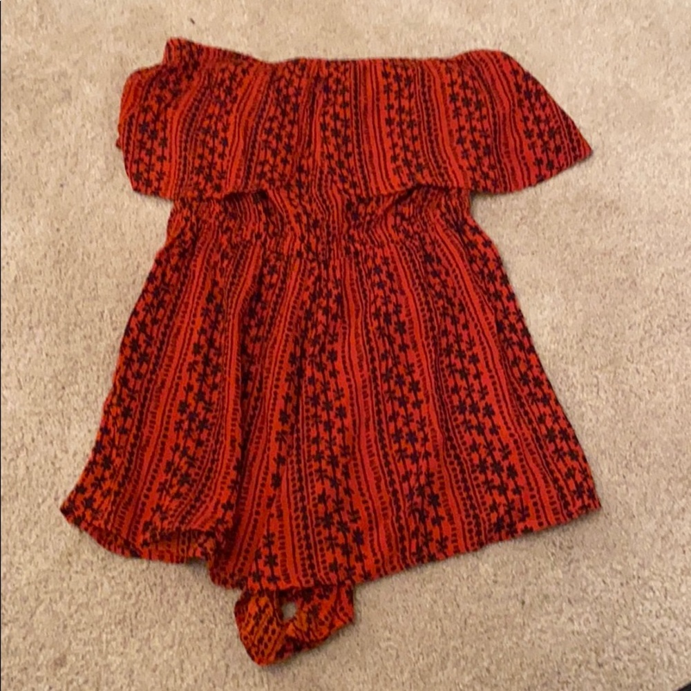 Free People orange and blue strapless romper